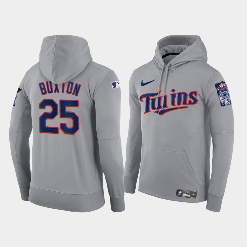 Men Minnesota Twins #25 Buxton gray road hoodie 2021 MLB Nike Jerseys